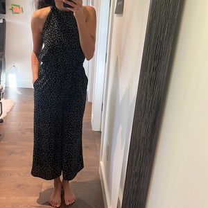 monk & lou polka-dot romper with pockets